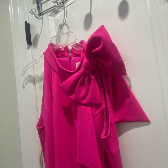 Eliza J Bright Fuchsia Sleeveless Dress with Statement Bow - Picture 4 of 7